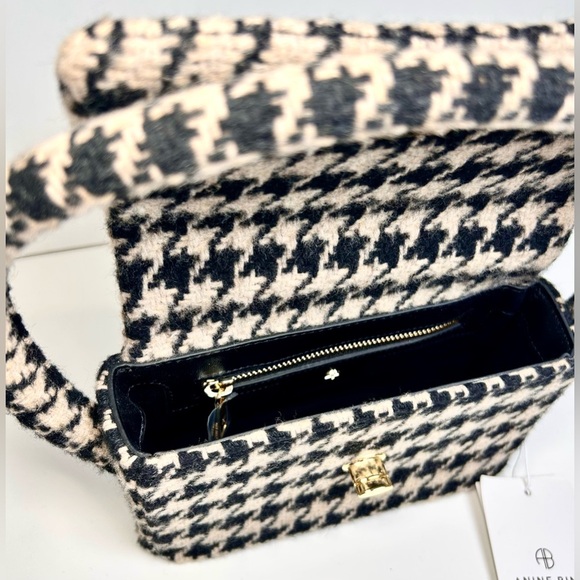 Anine Bing Nico Bag Houndstooth Tweed Top Handle Shoulder Bag NWT - Picture 3 of 11